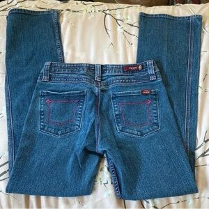 Source Unknown Women's Straight Leg Jeans in Blue with Pink Accents